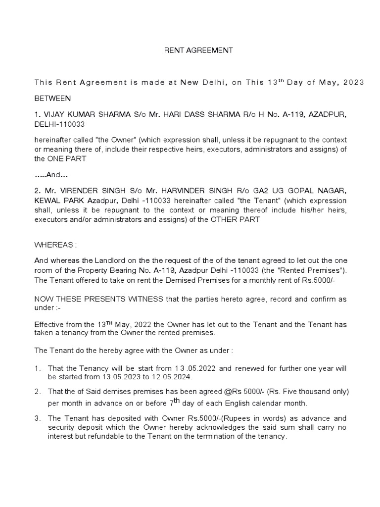 Home RENT AGREEMENT | PDF | Leasehold Estate | Lease