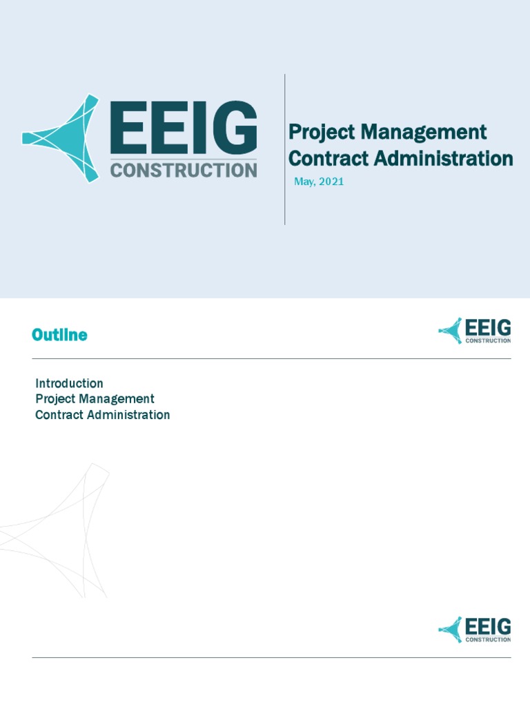 Project Management Contract Adminstration Eeig Pdf