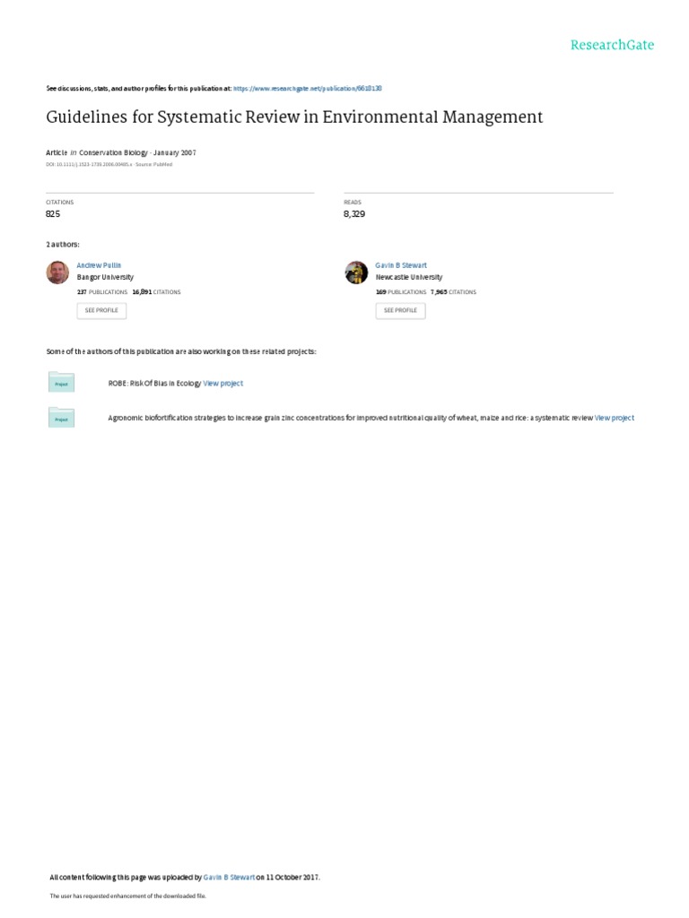 Guidelines For Systematic Review in Environmental | PDF | Systematic ...