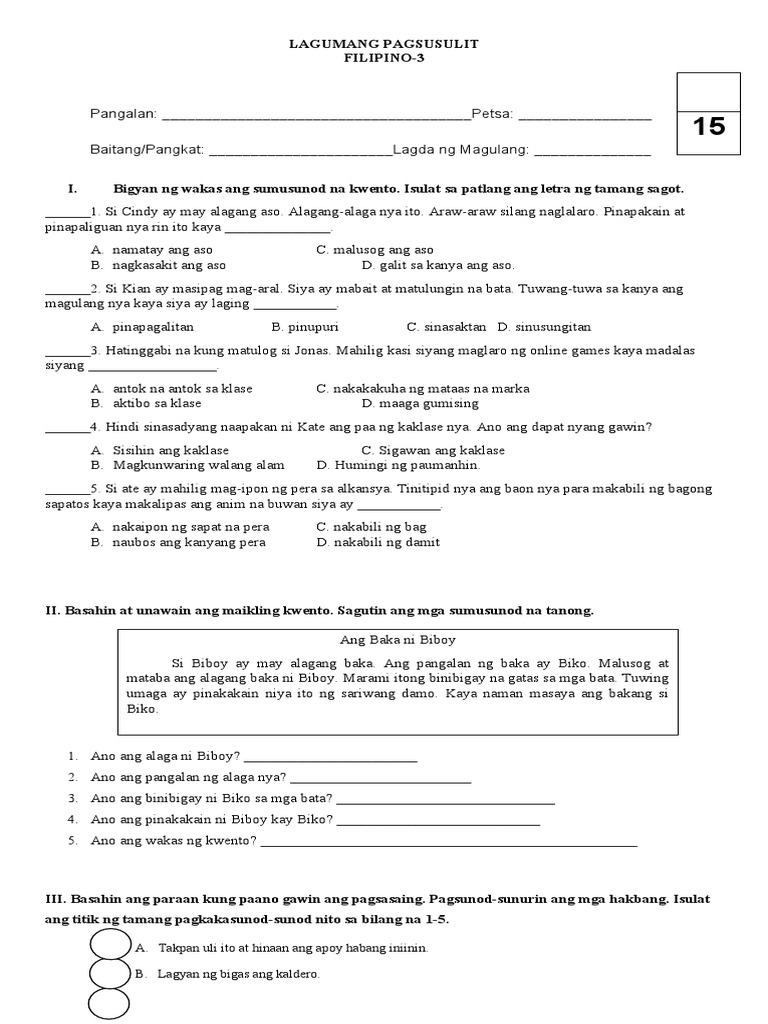 Filipino quiz w3 4 pdf