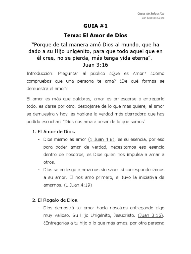 GUIA #1 - El Amor de Dios | PDF | Amor | Pecado
