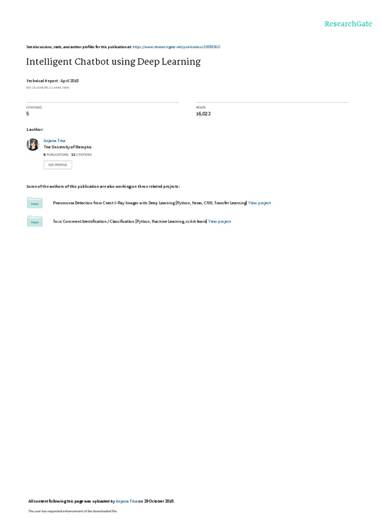 Deep Learning Chatbot Report | PDF
