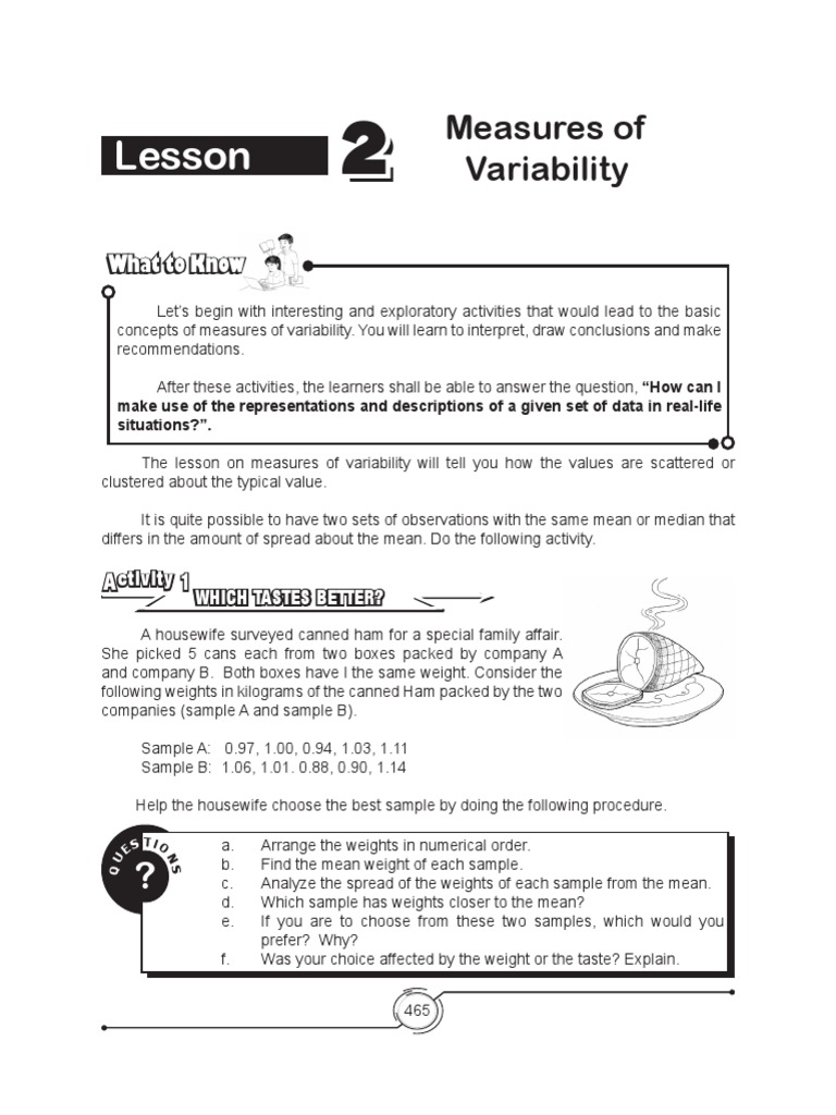 Measure of Variability PDF Variance Standard Deviation