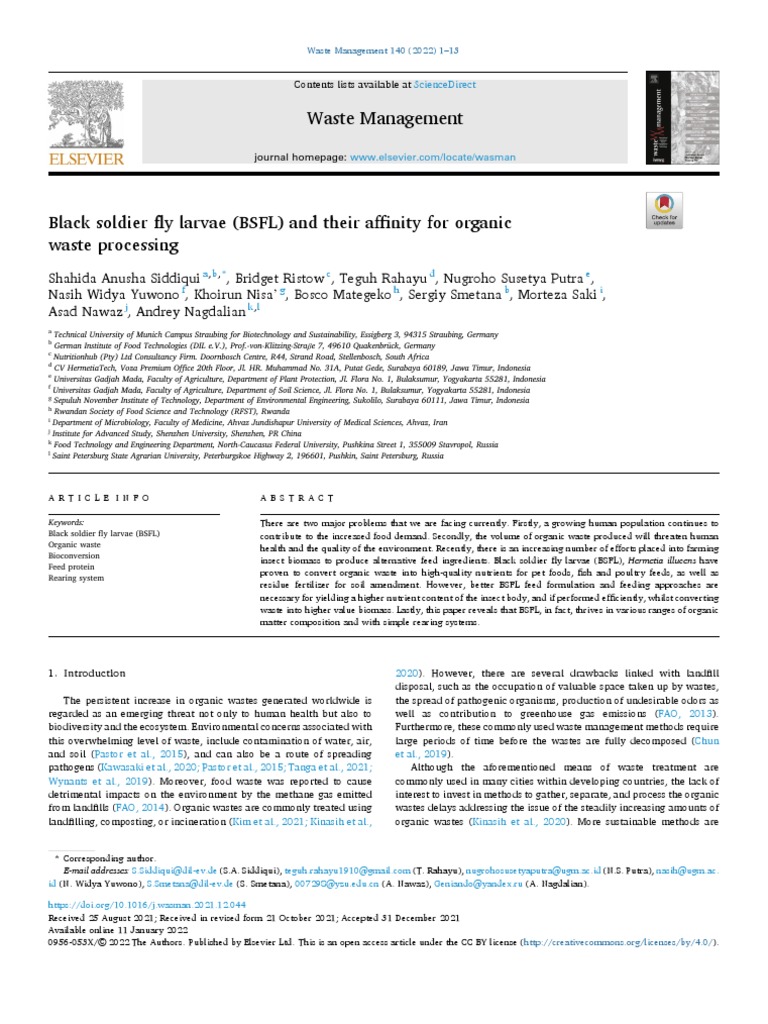 Black Soldier Fly Larvae (BSFL) and Their Affinity For Organic Waste ...