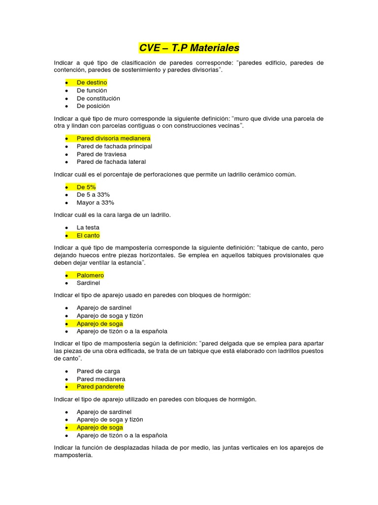 CVE CUESTIONARIO | PDF | Albañilería | Ladrillo