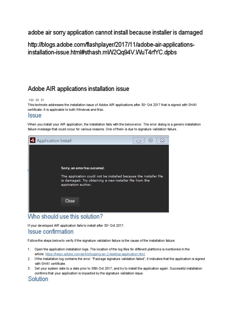 Adobe AIR Installation Issues and Fixes | PDF | Adobe Air ...