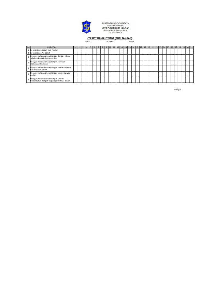 Cek List Hand Hygiene | PDF
