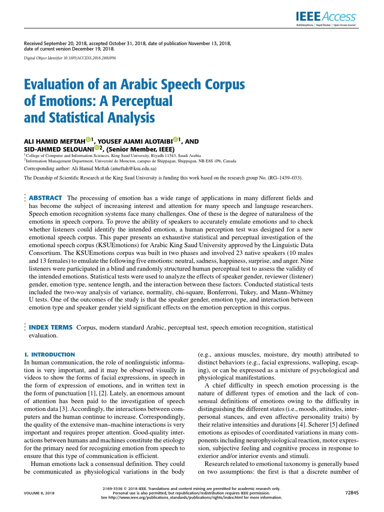 Evaluation of An Arabic Speech Corpus of Emotions A Perceptual and ...
