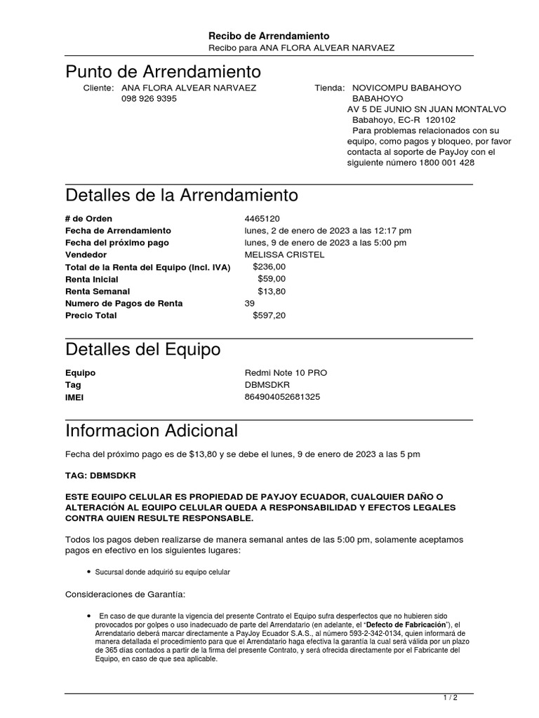 Recibo de Compra | PDF | Informática