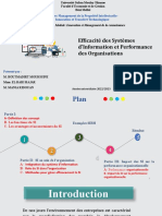 Efficacité Des Systèmes D'information Et Performance Des Organisations