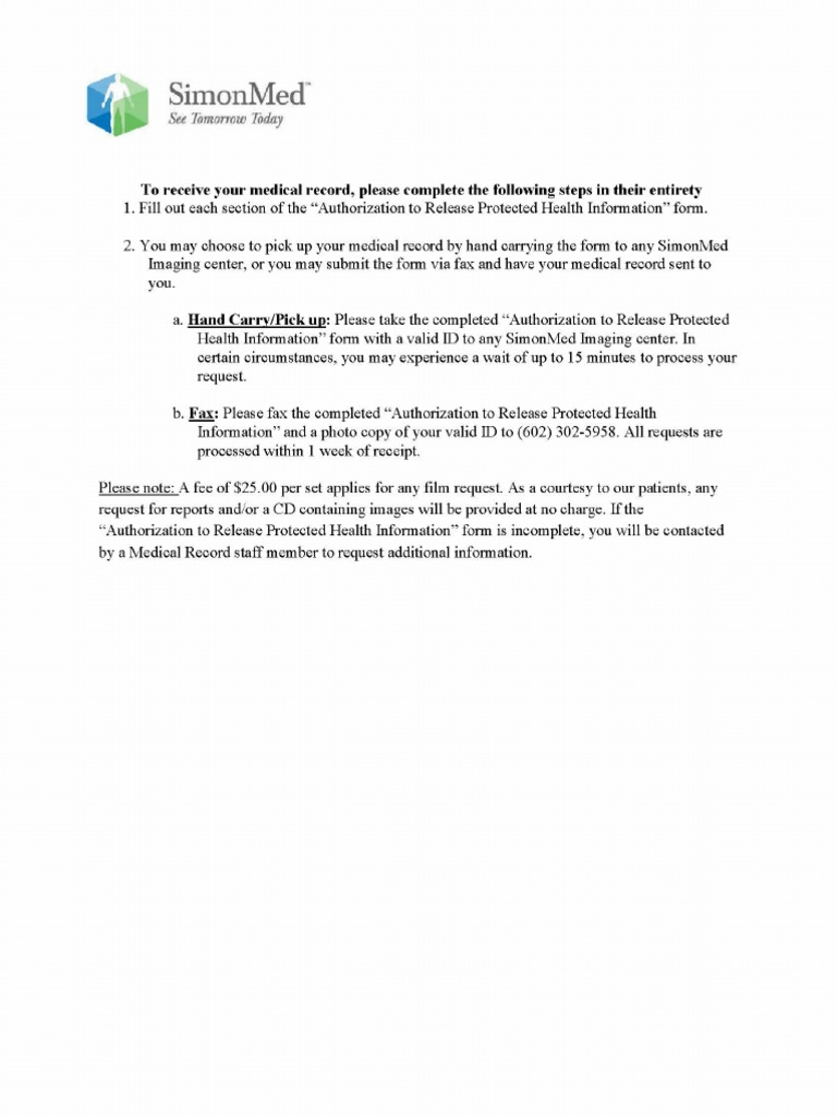 SimonMed Release of Information | PDF