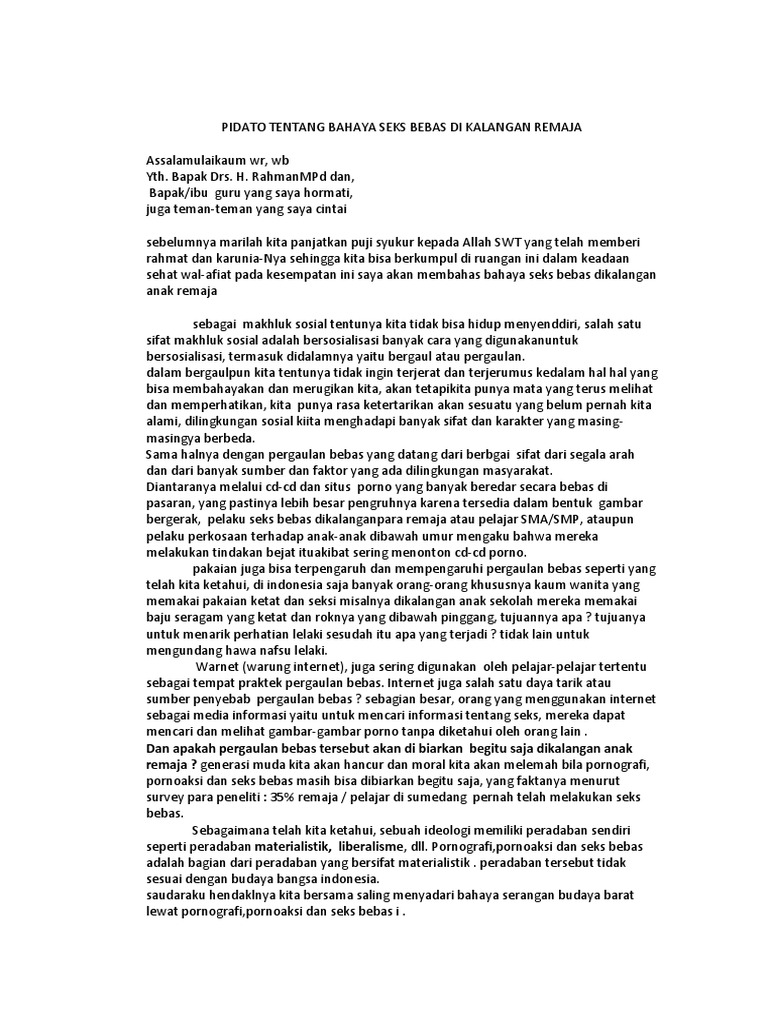 Contoh Pidato Tentang Bahaya Seks Bebas Di Kalangan Remaj1 PDF