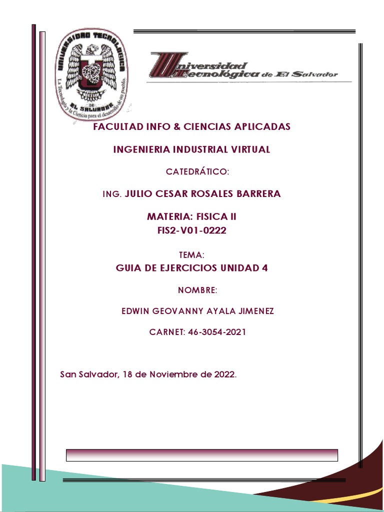 Guia de Ejercicios Unidad 4 EDWIN AYALA Nov | PDF