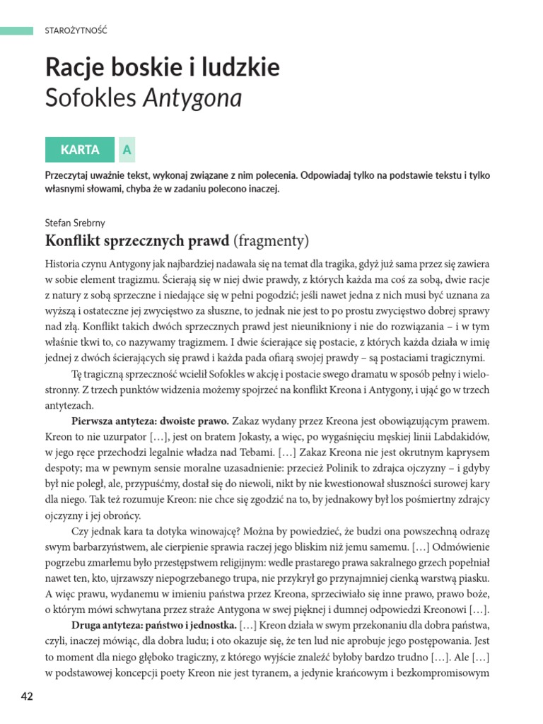 Anna Cegieła Słowa I Ludzie Czytanie Ze Zrozumieniem Antygona - Czytanie Ze Zrozumieniem | PDF