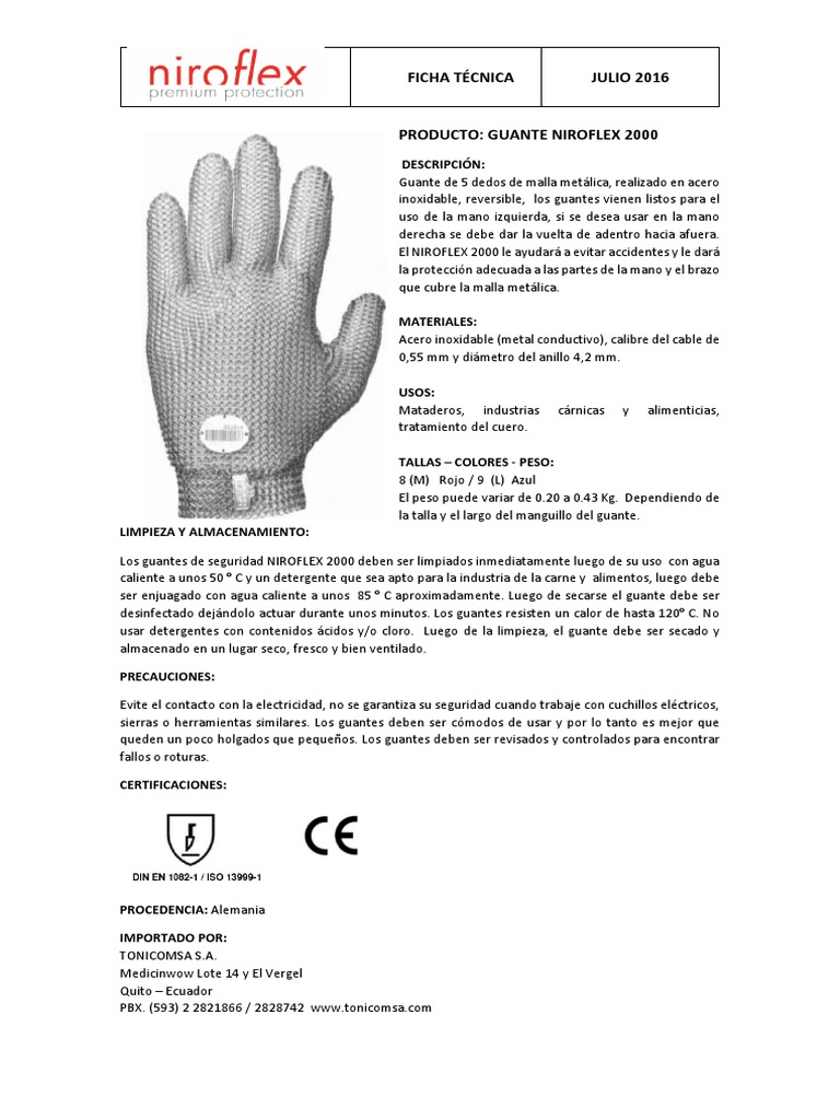 Guante Niroflex 2000: Seguridad y Usos | PDF