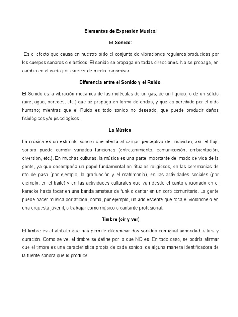 Elementos de la Expresión Musical | PDF | Sonido | Acústica