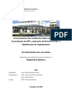 Dissertação - Licenciamento das instalações fabris de uma unidade de produção de API’s, aplicação da Directiva ATEX, e Qualificação de equipamentos