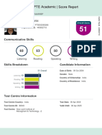 PTE Academic Score Report for Talib Khan