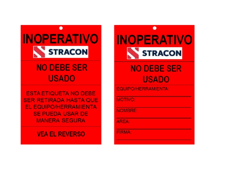 Tarjeta Inoperativo | PDF