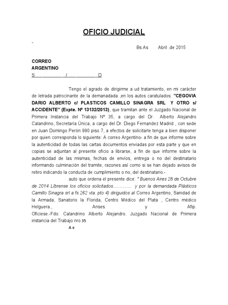 Oficio judicial pdf