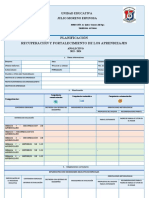 Planificación Recuperación y Fortalecimiento de Los Aprendizajes