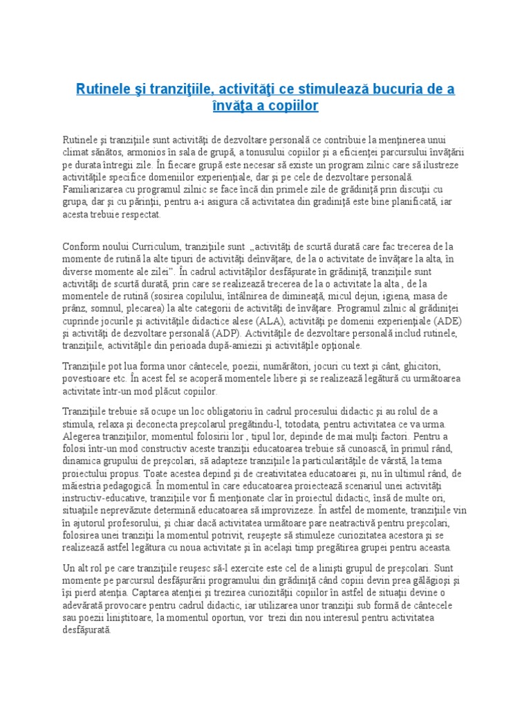 Rutinele Şi Tranziţiile | PDF