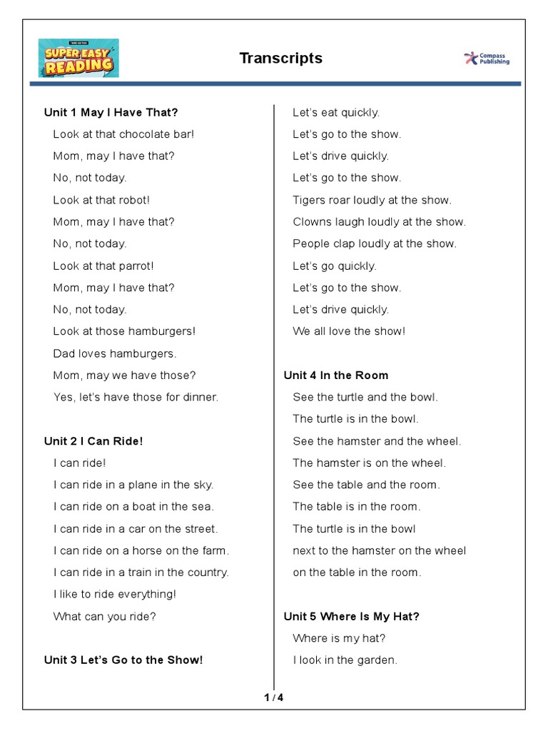 Super Easy Reading 3rd 3 Transcripts en | PDF