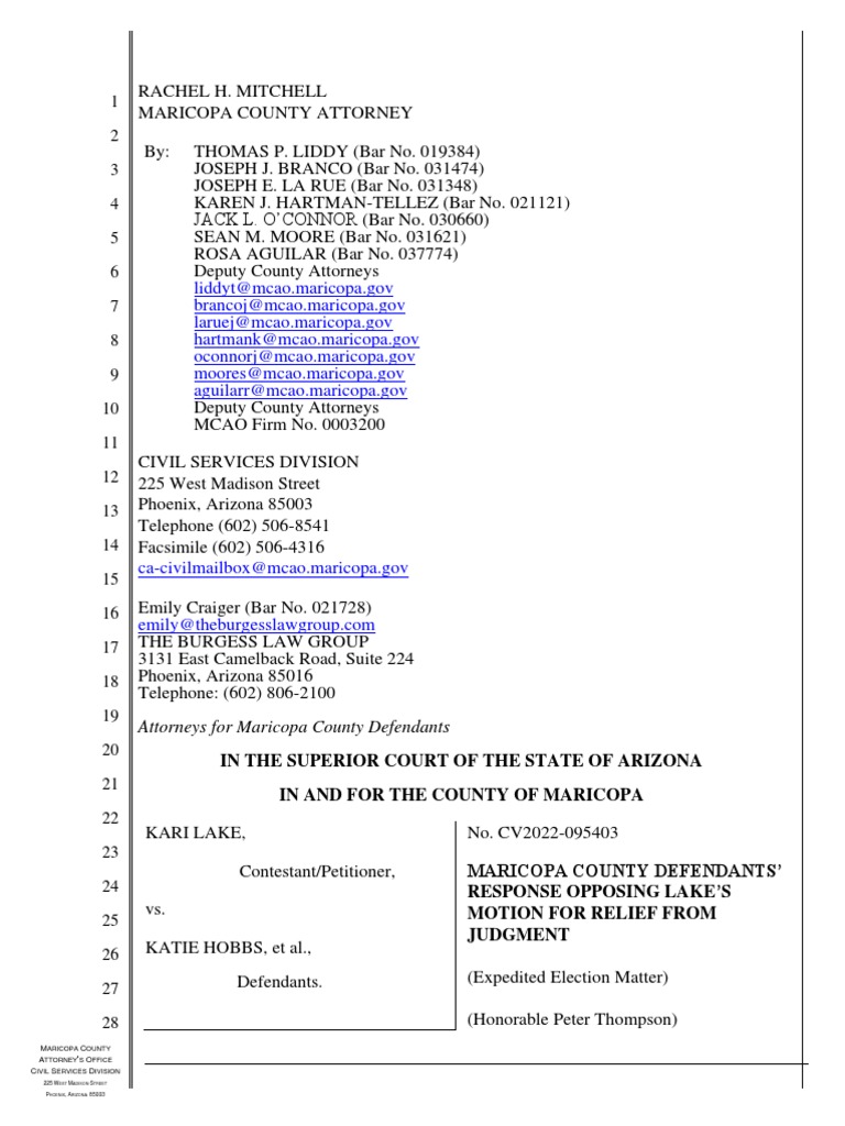Maricopa County Response Opposing Relief From Judgment PDF