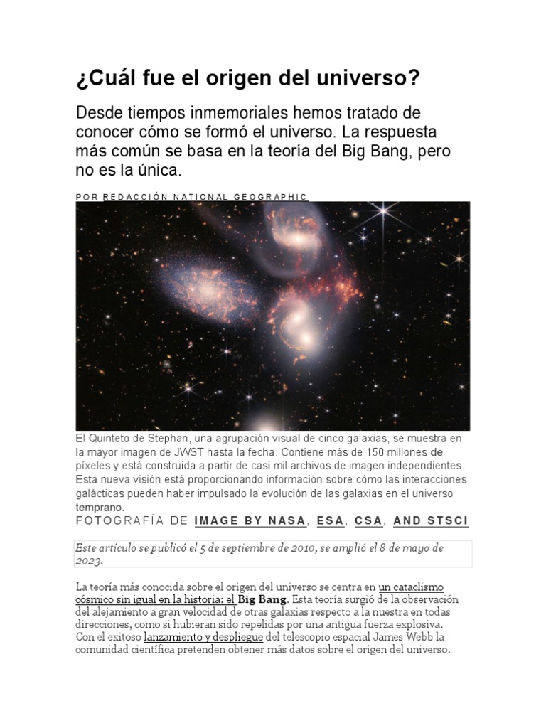 Cuál Fue El Origen Del Universo | PDF | Universo | Big Bang