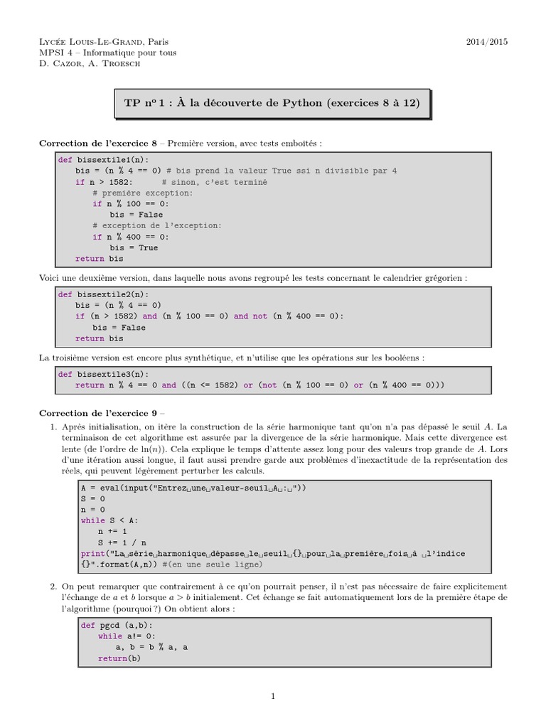 Exponentiation rapide en Python | PDF | Série (mathématiques) | Génie ...
