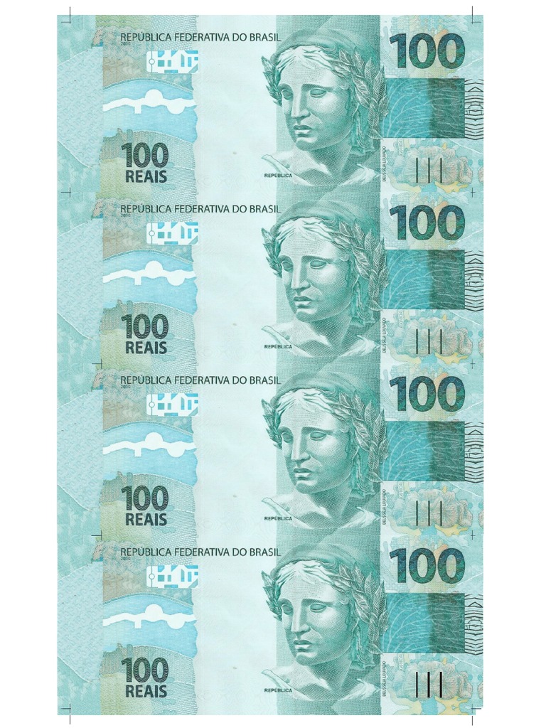 Nota de 100 Reais para Imprimir | PDF | Bem-estar