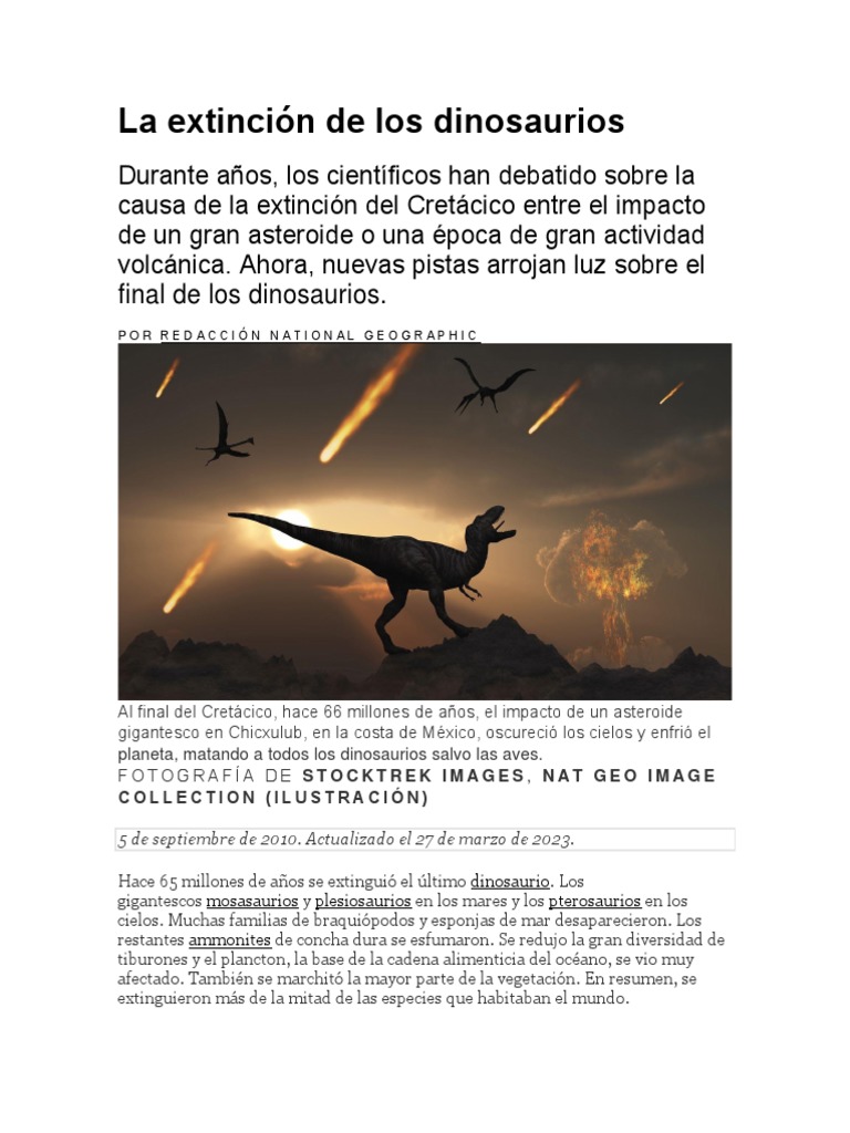 Causas de la extinción de los dinosaurios | PDF | Tierra | Dinosaurios
