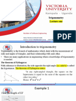 Trigonometry Lecture One: Bachelor of Software Engineering