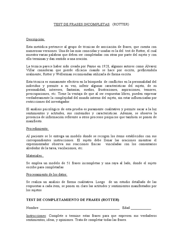 Test de Rotter | PDF | Sicología