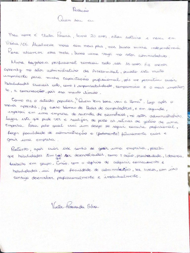 Redação Quem Sou Eu | PDF
