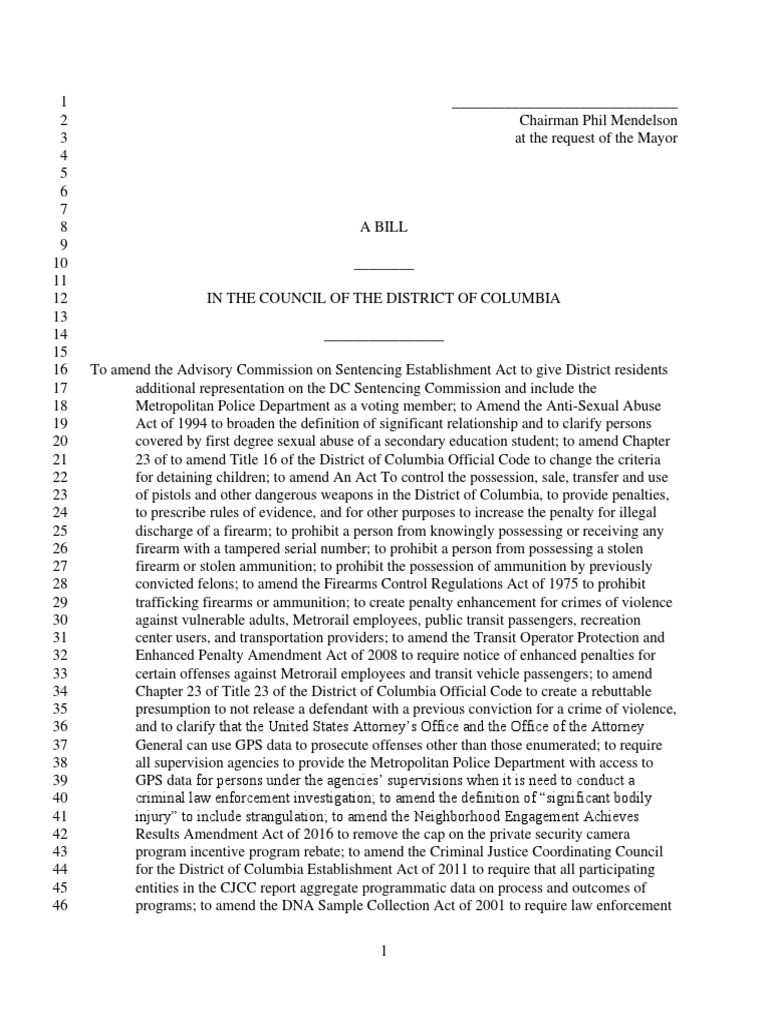 DC Bill on Sentencing and Gun Control | PDF | Fine (Penalty) | Crimes