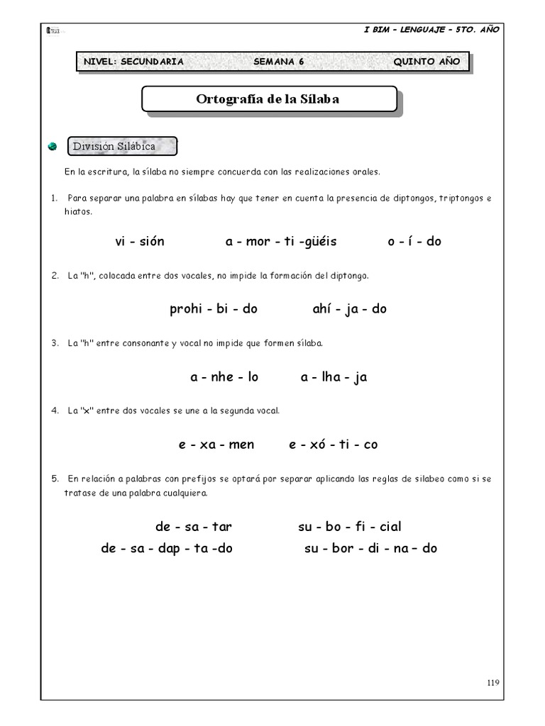 Guia Nº6 - Ortografía de La Sílaba | PDF | Sílaba | Vocal