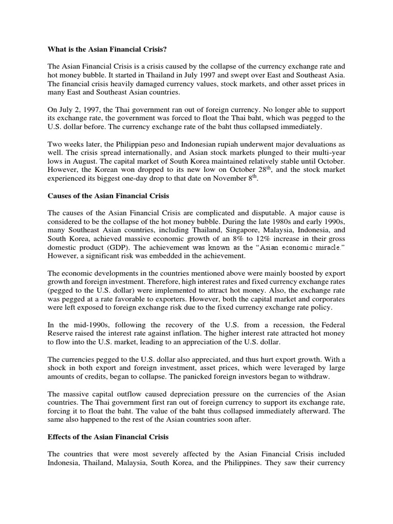 What Is The Asian Financial Crisis - IB Unit 4 | PDF | 1997 Asian ...