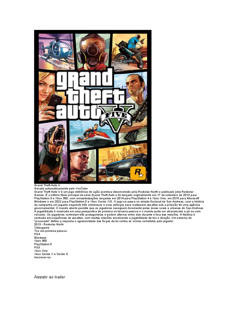 Grand Theft Auto V – Wikipédia, a enciclopédia livre