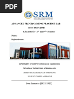 Advanced Programming Practice Lab: (Code 18CSC207J) B.Tech (CSE) - 2 Name