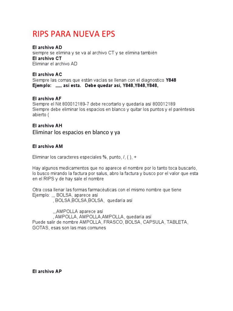 Generación de RIPS para Nueva EPS | PDF | Informática