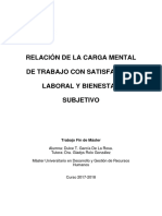 Relacion de La Carga Mental de Trabajo Con Satisfaccion Laboral y Bienestar Subjetivo