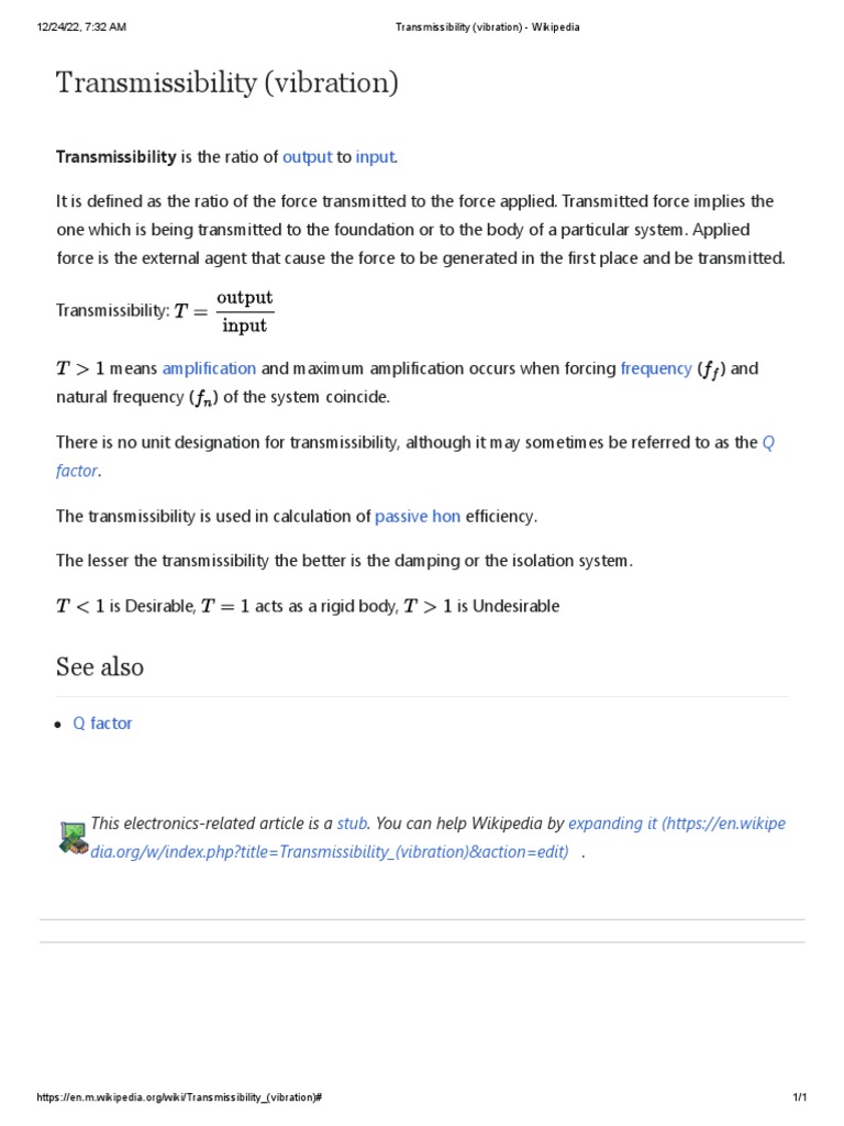 Understanding Vibration Transmissibility | PDF