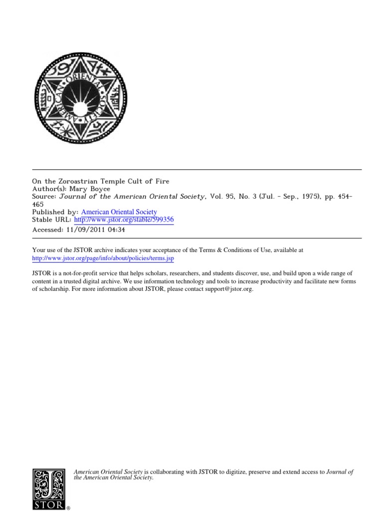 American Oriental Society | PDF | Temple | Zoroastrianism