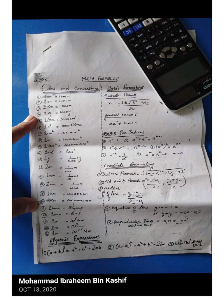 O l maths 4024 formulas pdf