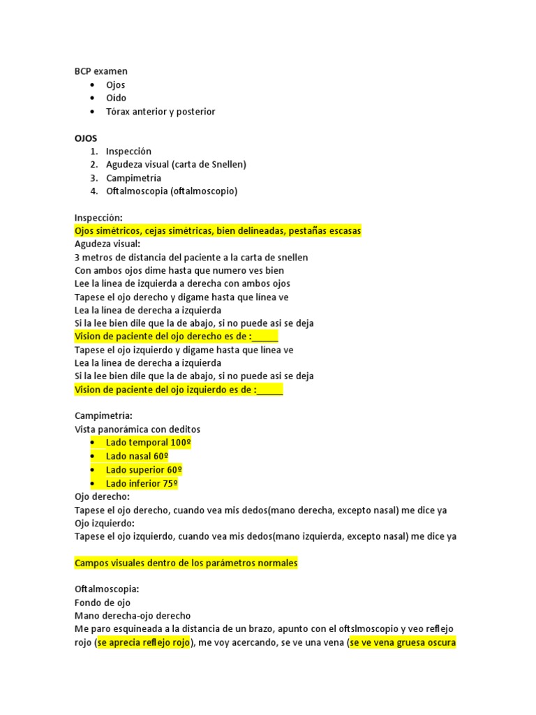 BCP Examen 1 | PDF | Anatomía humana | Especialidades Medicas