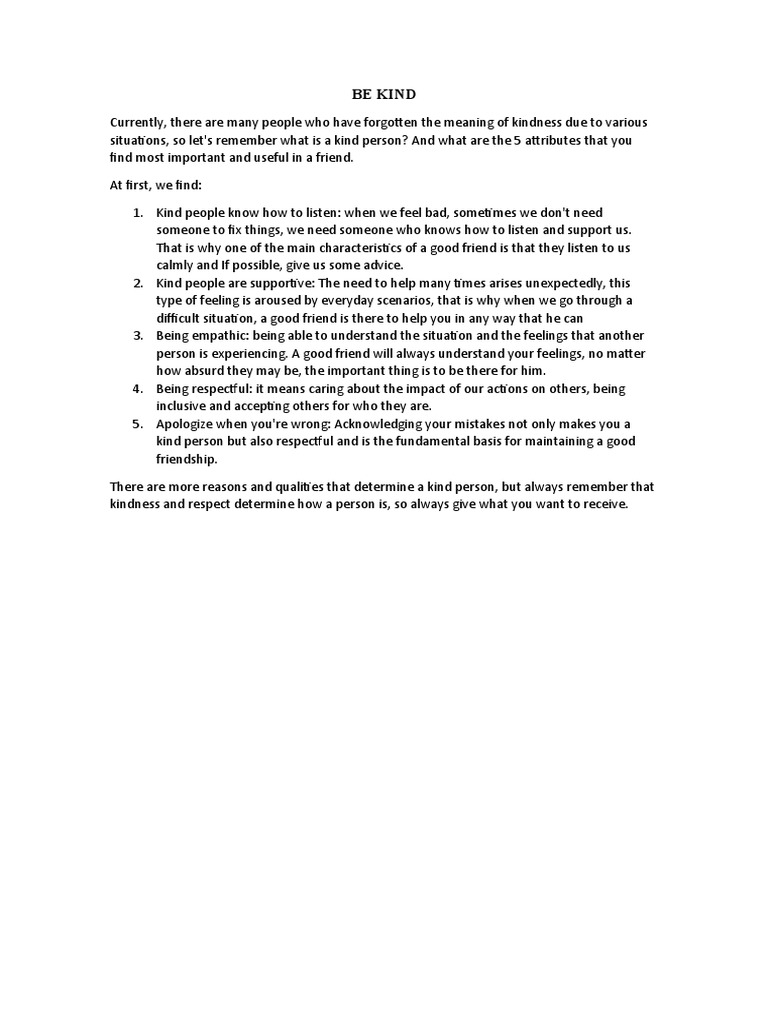 Attributes of Kindness in Friendship | PDF | Lifestyle