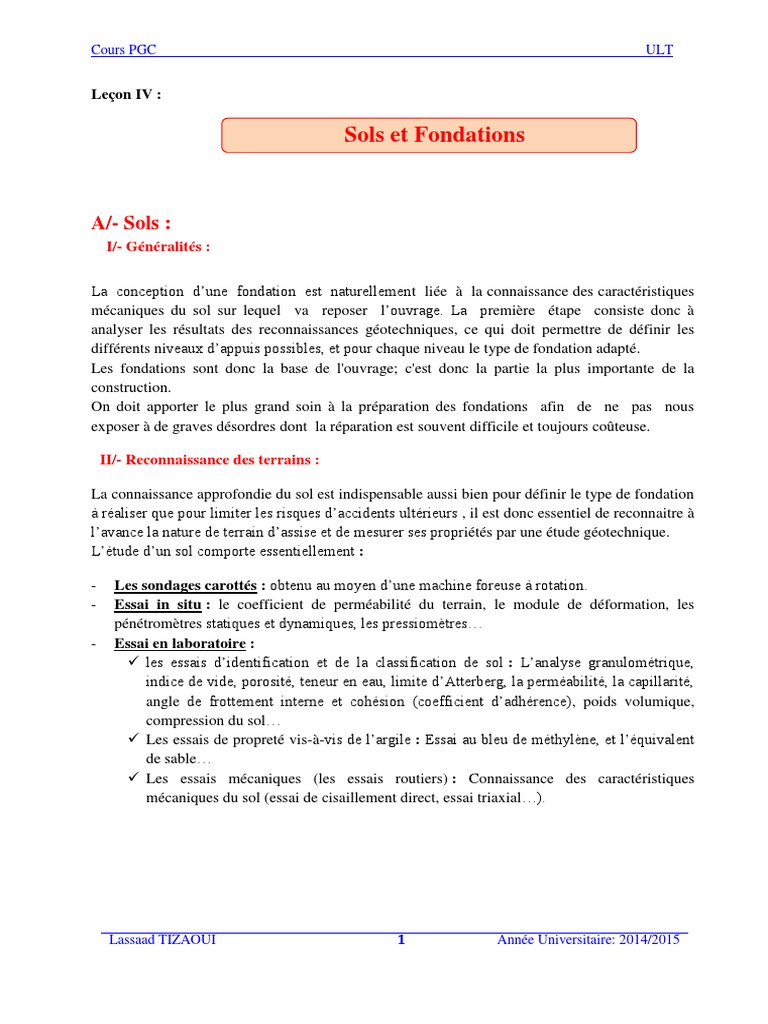 Types de fondations et sols associés | PDF