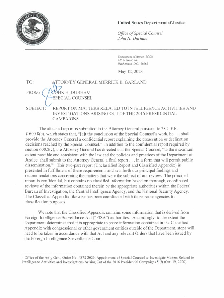 Durham Report PDF National Security Federal Government Of The