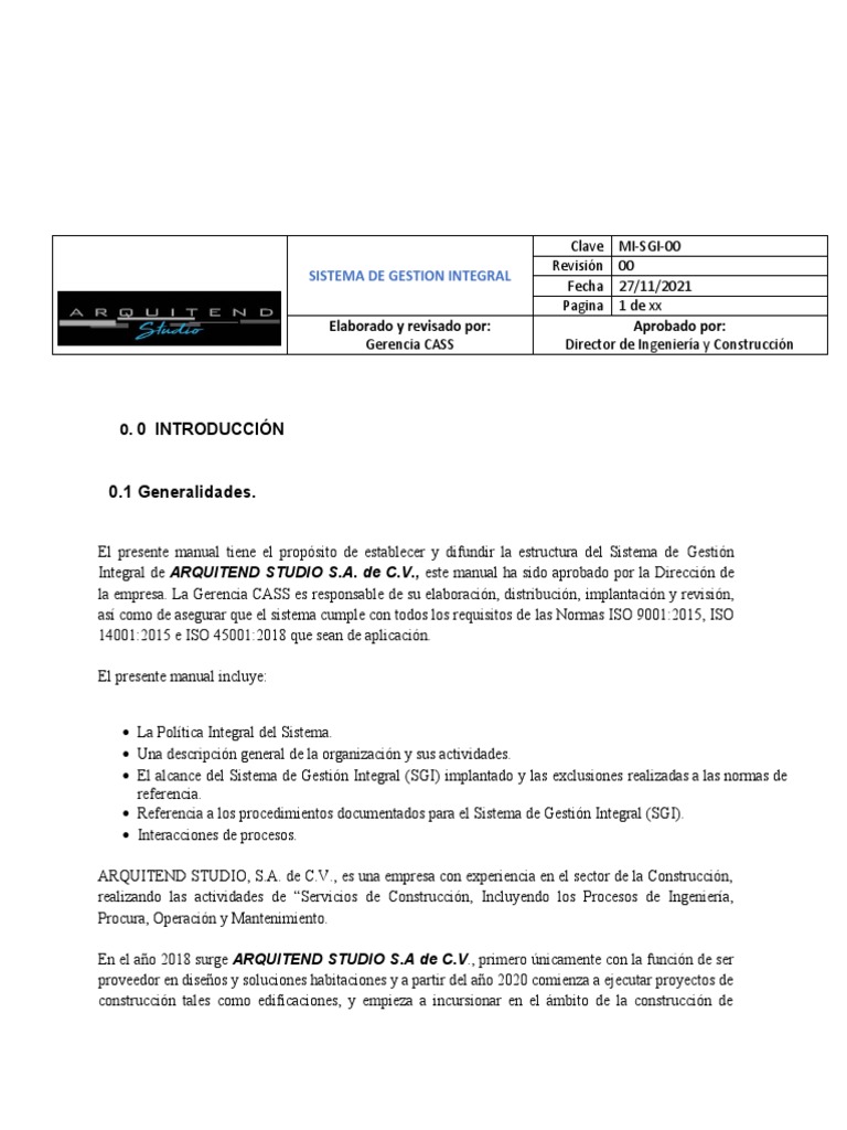Sistema de Gestion Integral | PDF | Calidad (comercial) | Auditoría
